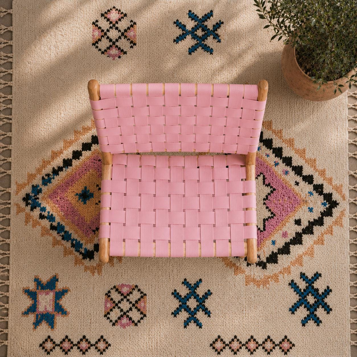 Moroccan Accent Chair — back view of handmade construction