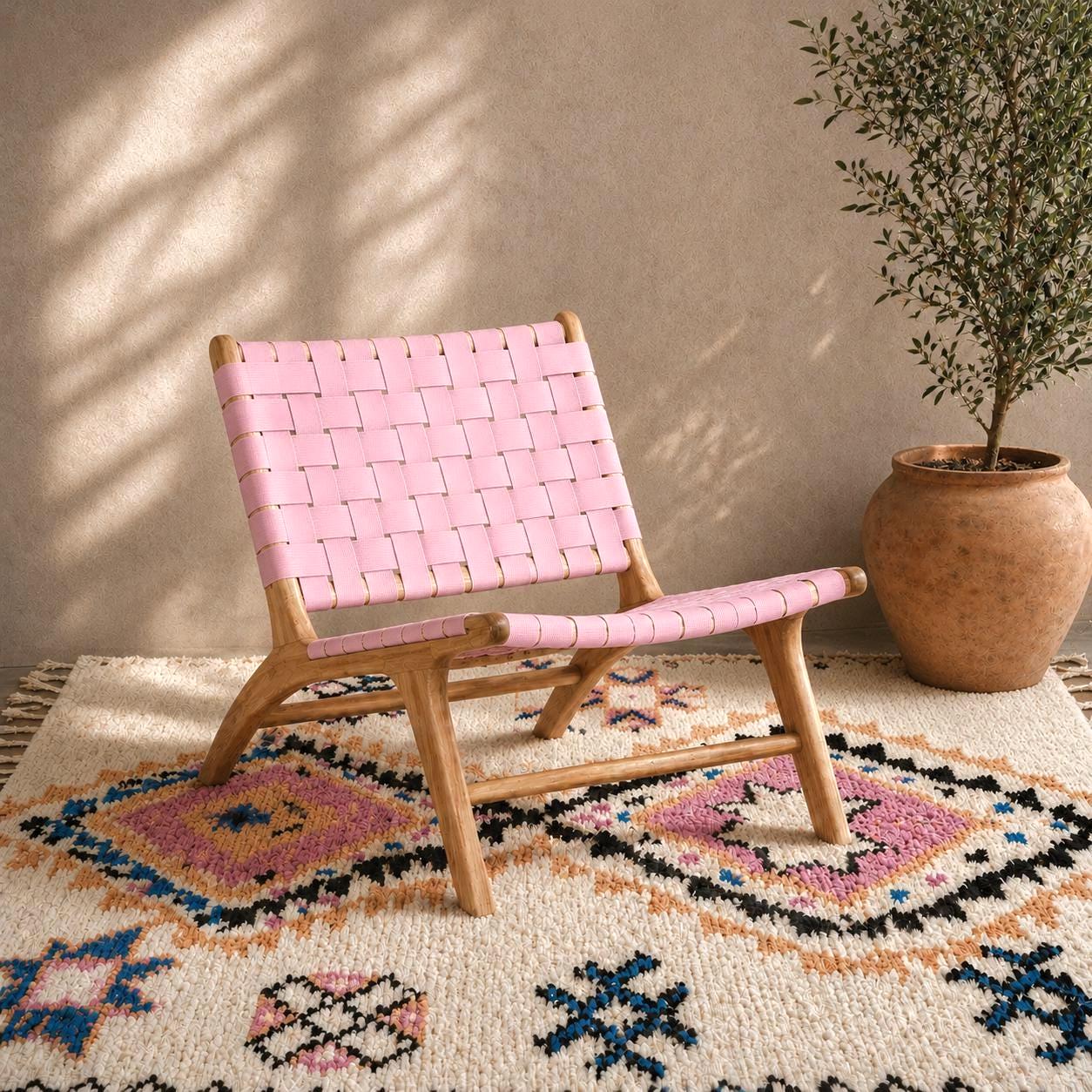 Moroccan Handmade Chair — Leather Accent Seating
