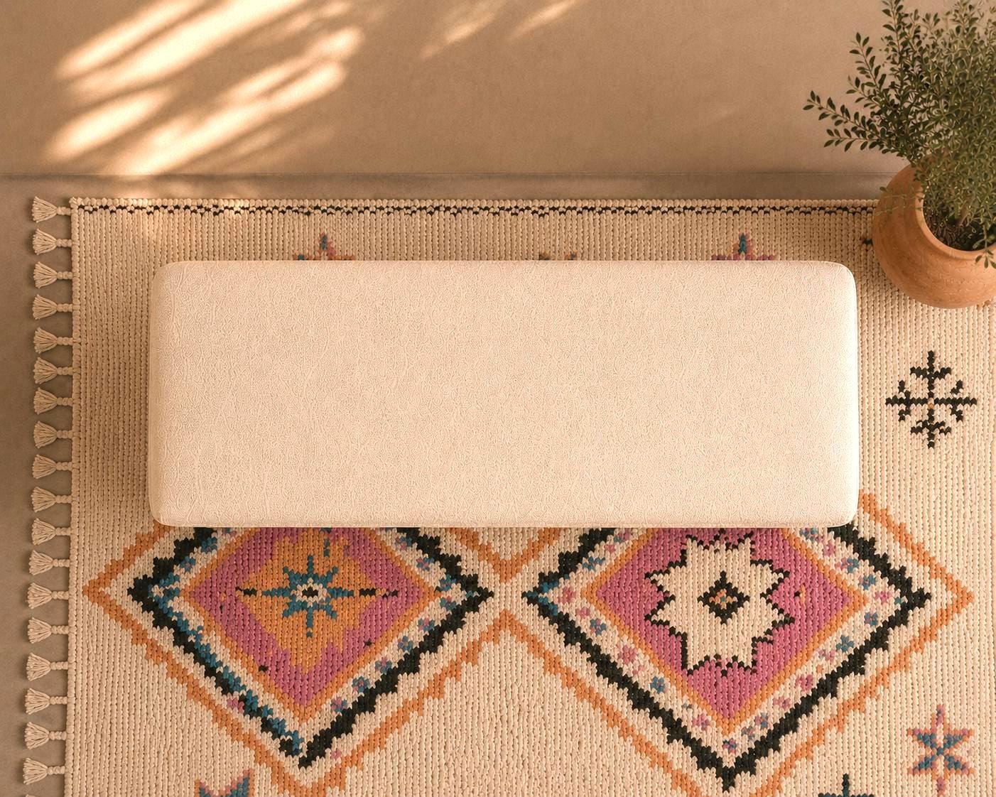 Moroccan Fabric Bench — close-up of Berber fabric texture