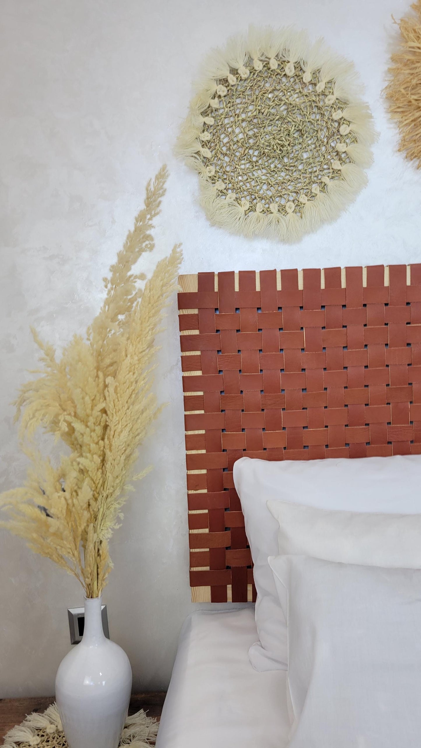 Woven Leather Headboard — lifestyle scene in a US home