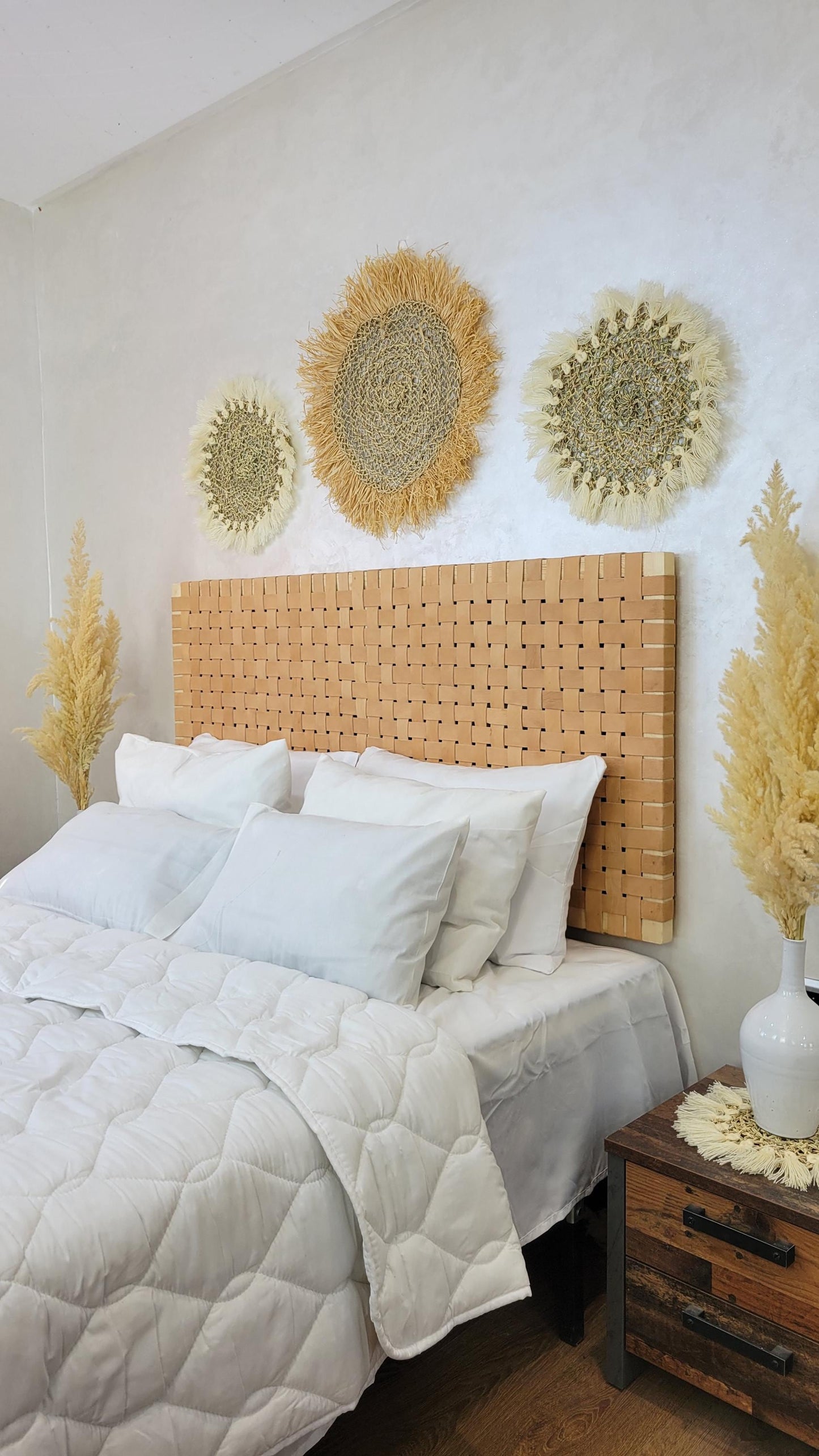 Handwoven Leather Headboard — Modern Wall Bedroom