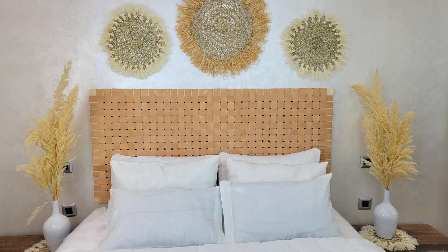 Woven Leather Headboard — close-up of leather texture