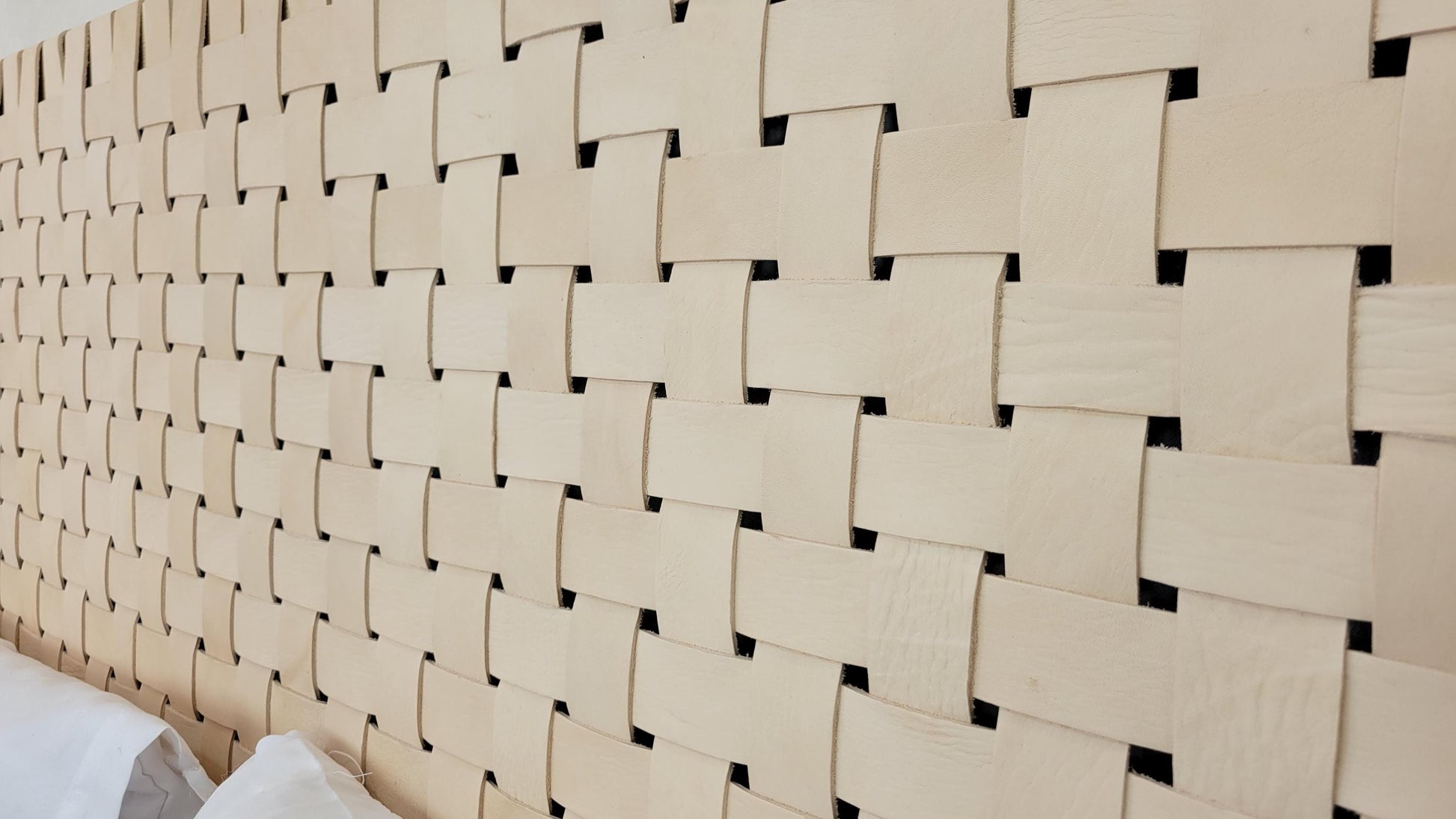 Woven Leather Headboard — back view of leather construction