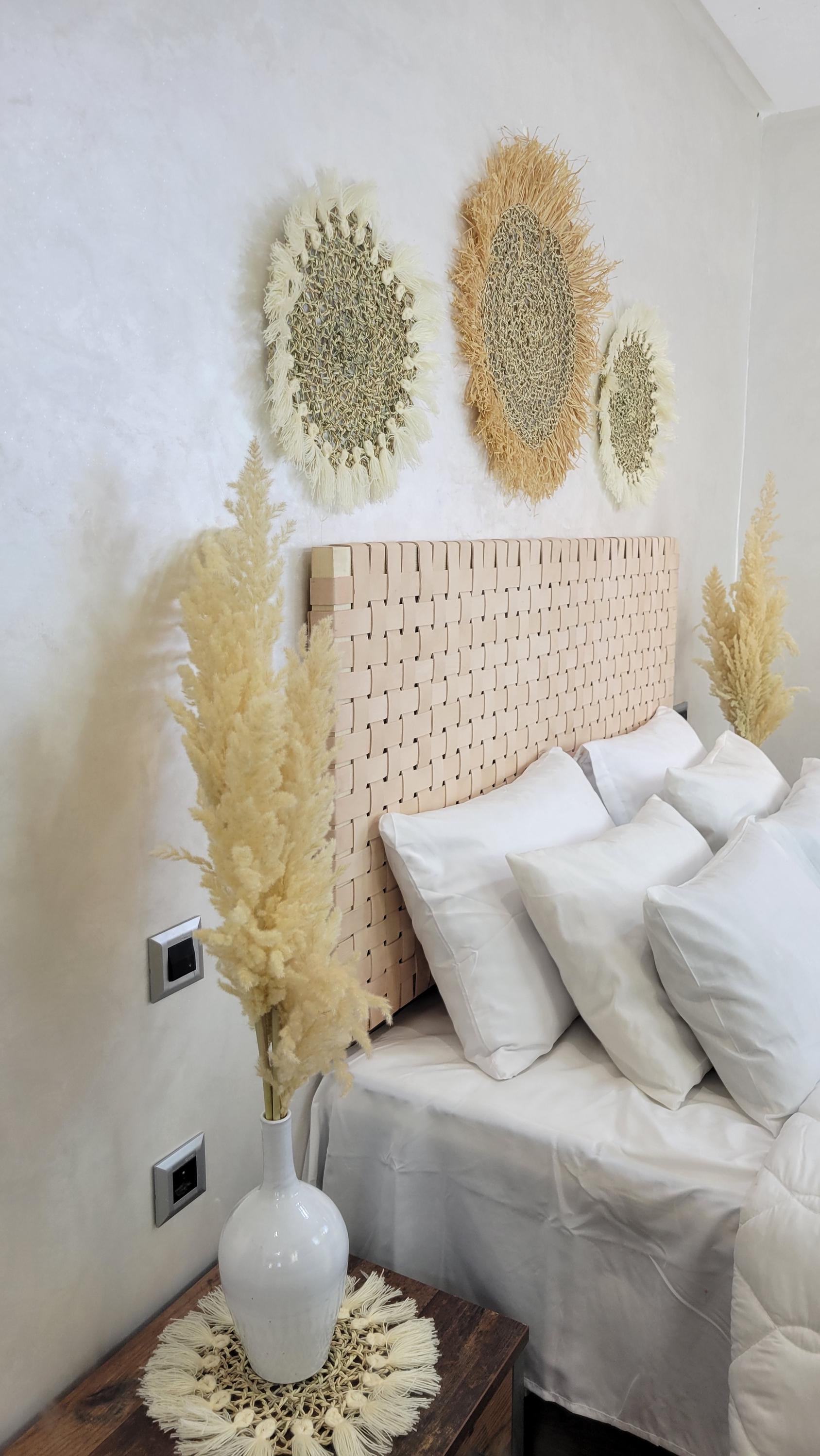 Woven Leather Headboard — three-quarter angle