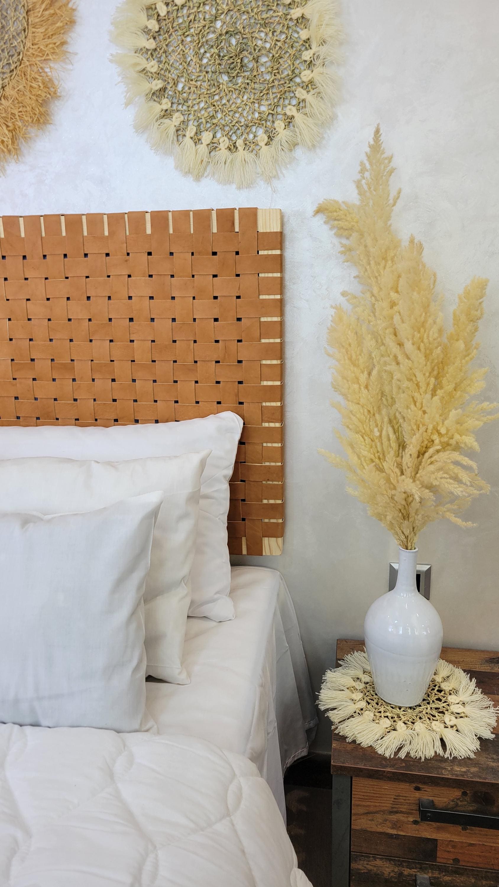Woven Leather Headboard — top view showing weave pattern