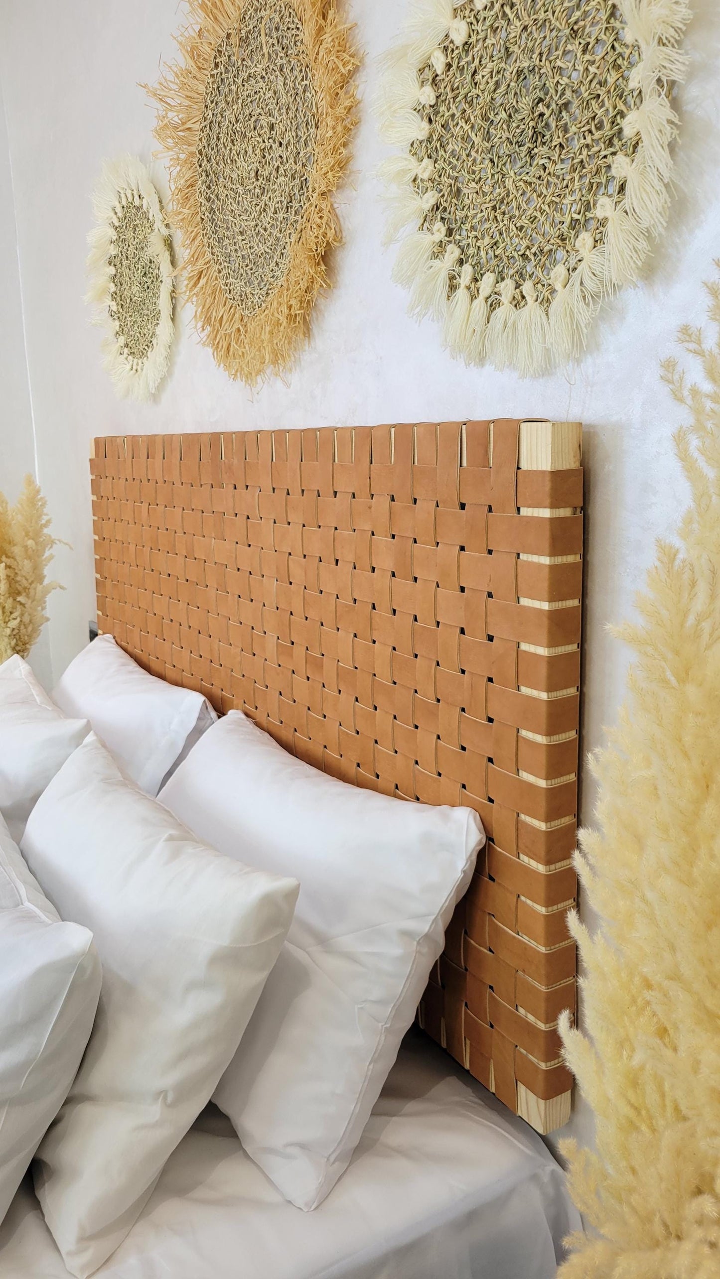 Woven Leather Headboard — lifestyle scene in a US home
