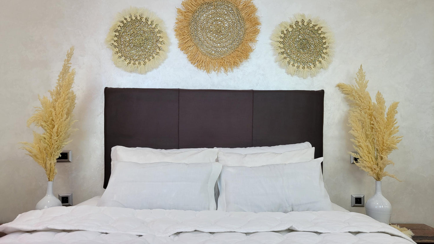Upholstered Leather Headboard — close-up of leather texture