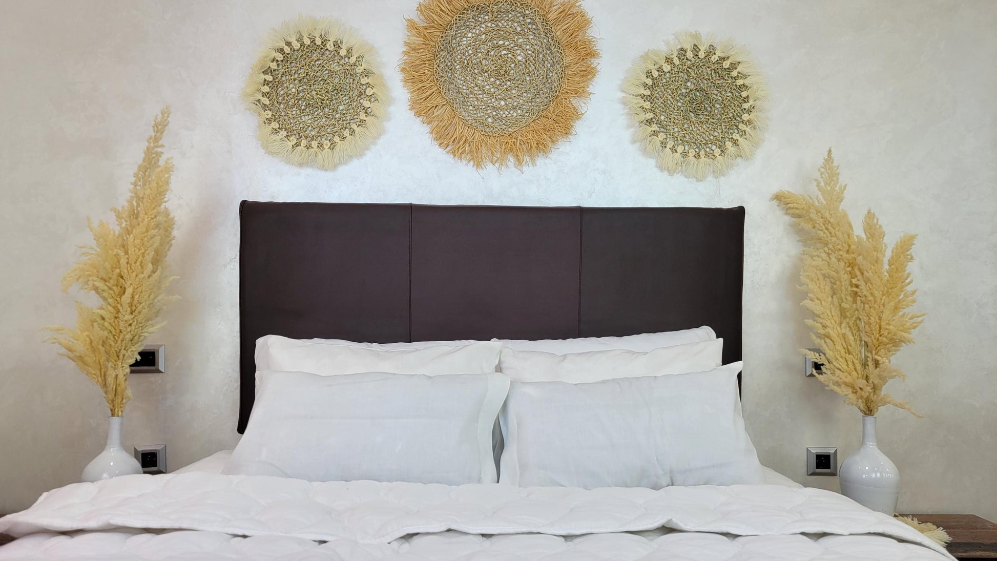 Upholstered Leather Headboard — close-up of leather texture