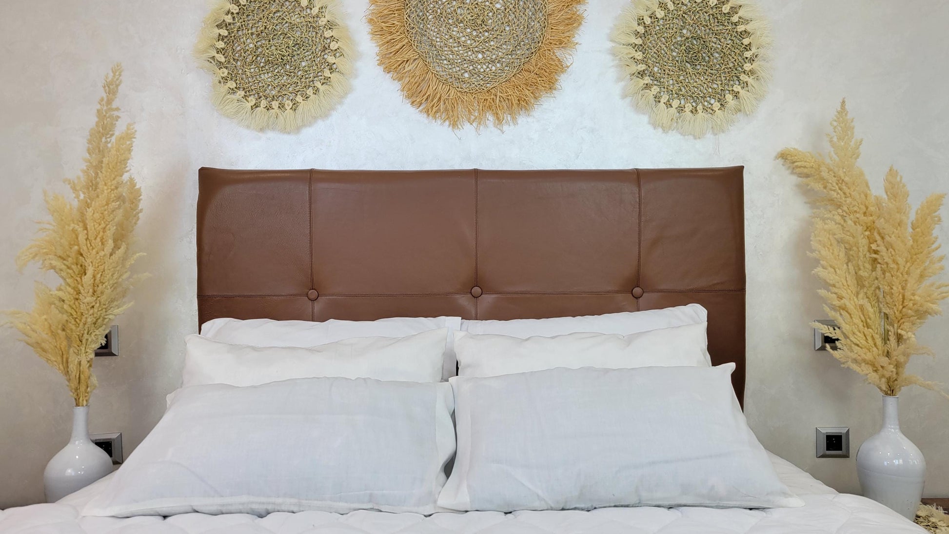 Upholstered Leather Headboard — close-up of leather texture