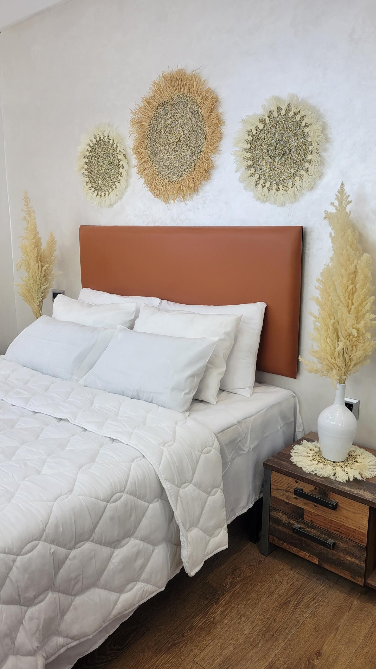 Upholstered Leather Headboard — back view of leather construction