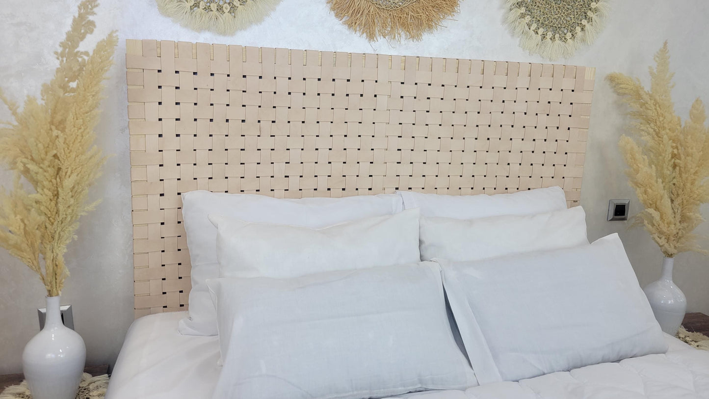 Woven Leather Headboard — top view showing weave pattern