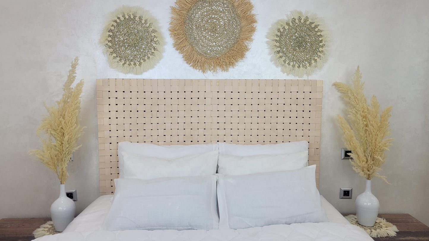 Woven Leather Headboard — close-up of leather texture