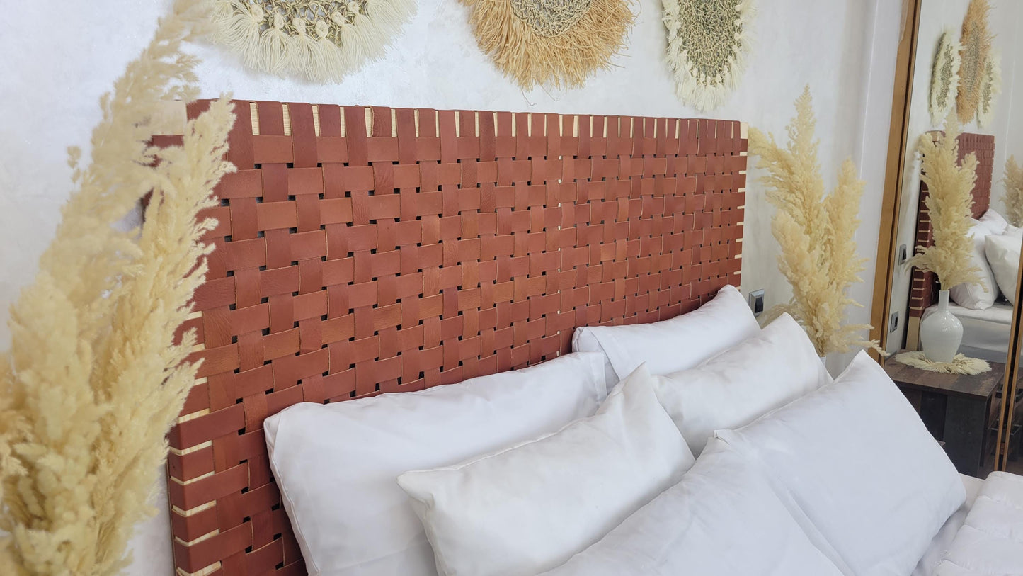 Leather Headboard with Legs — handmade in Marrakesh, Morocco