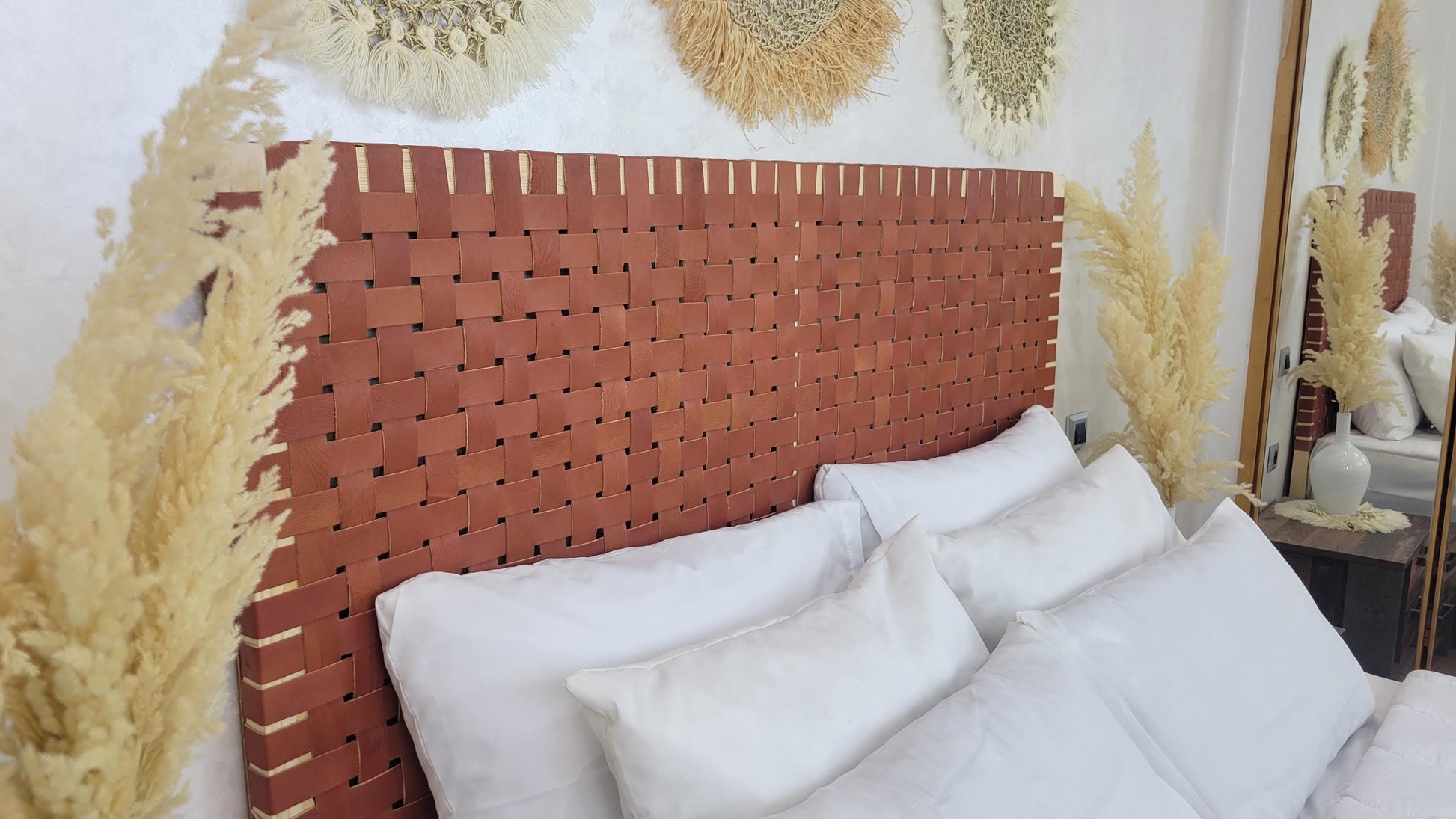 Leather Headboard with Legs — handmade in Marrakesh, Morocco