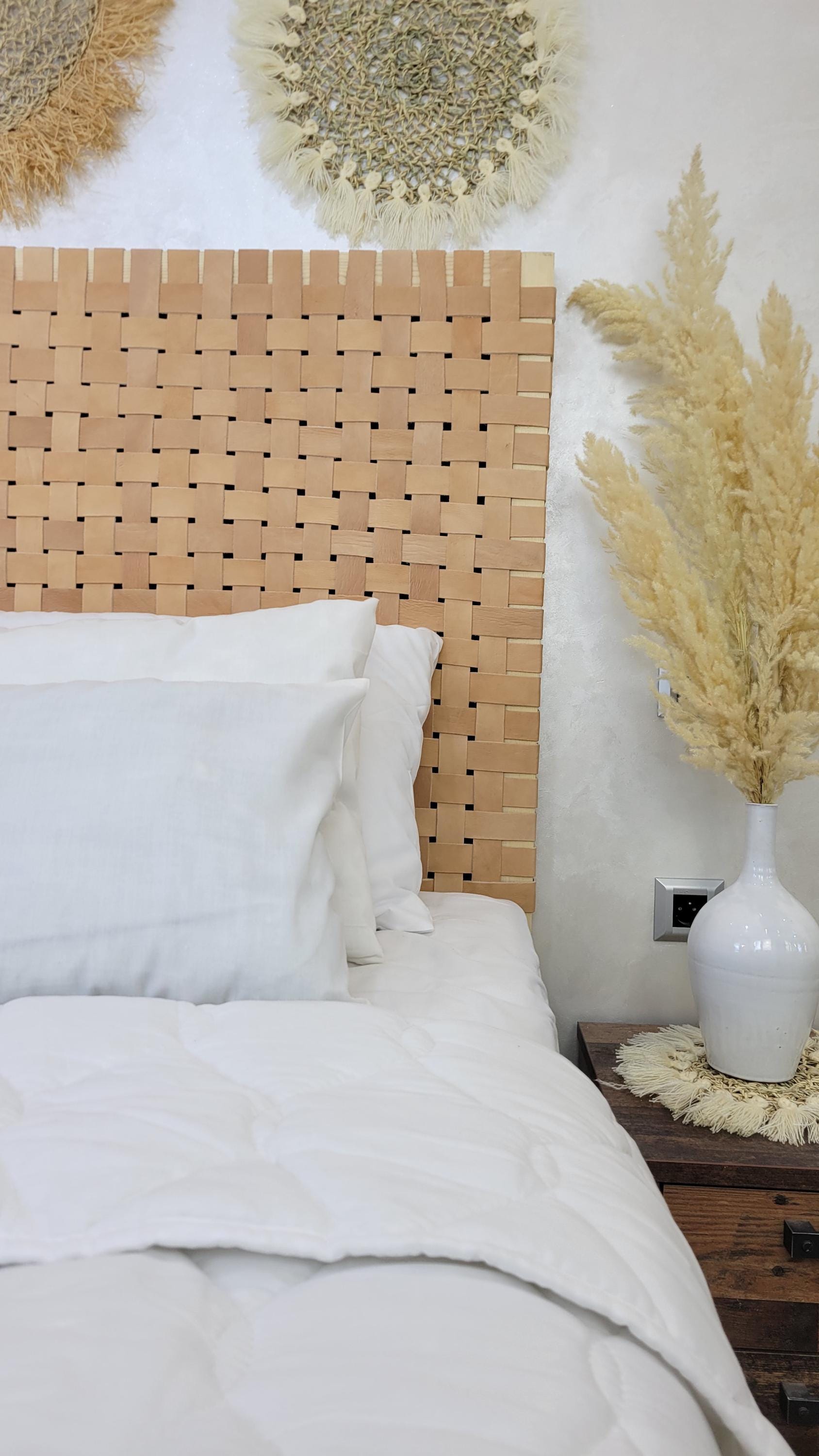 Leather Headboard with Legs — color variation in natural light
