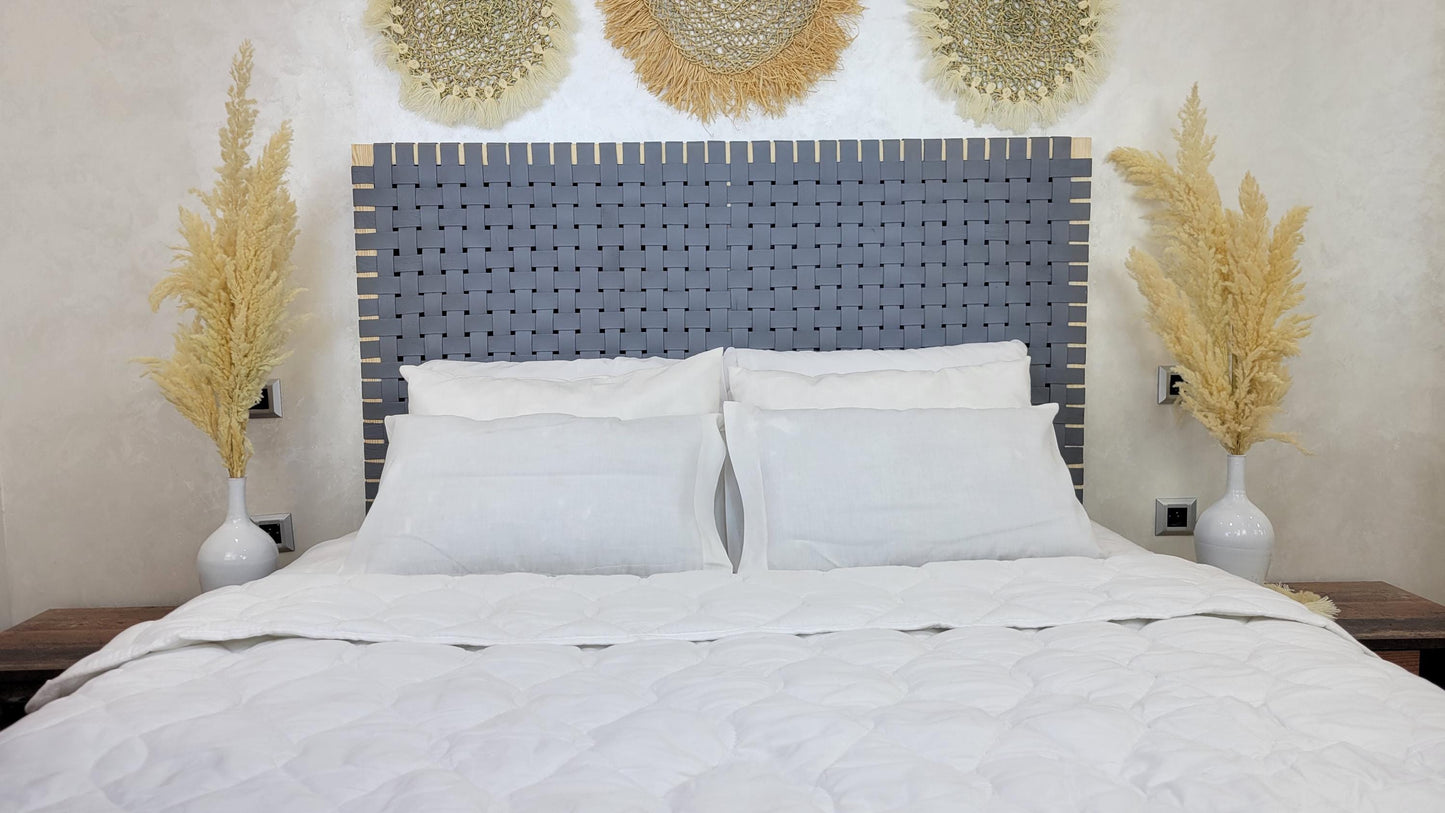 Leather Headboard with Legs — alternate angle showing scale