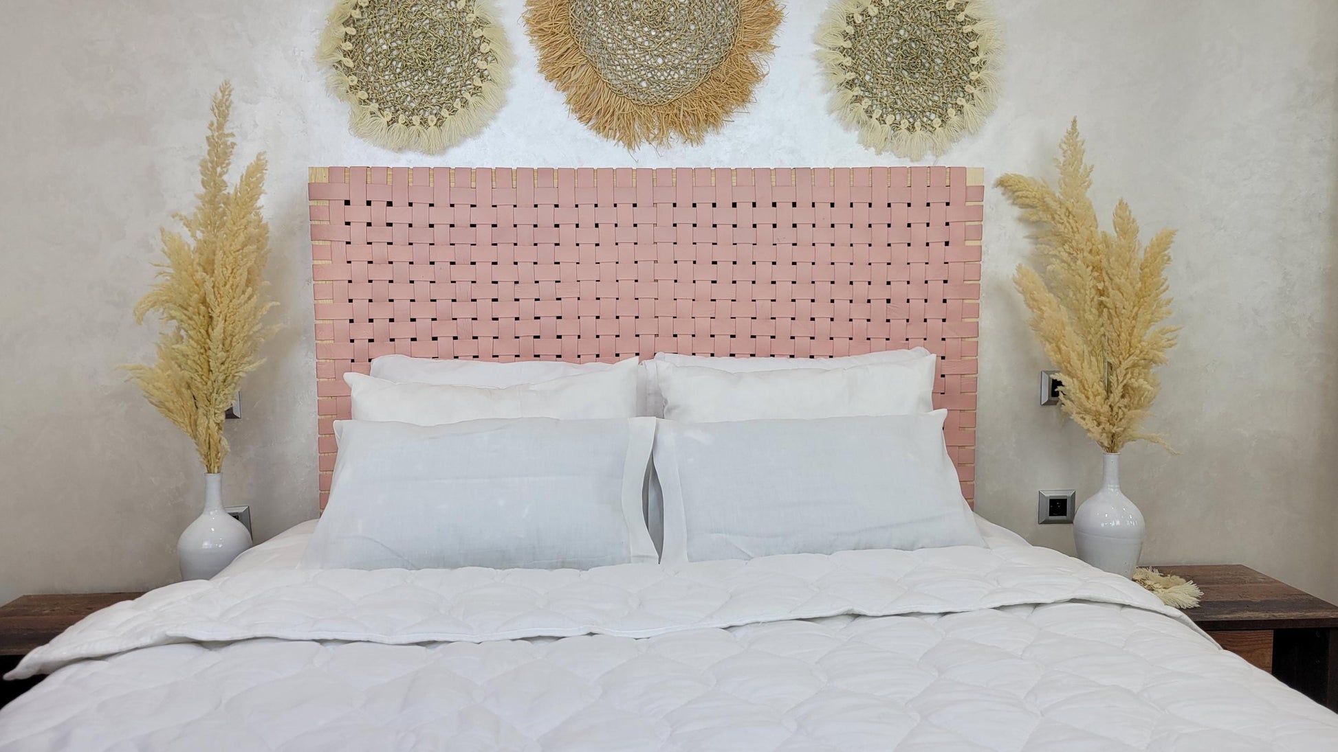 Woven Leather Headboard — close-up of leather texture