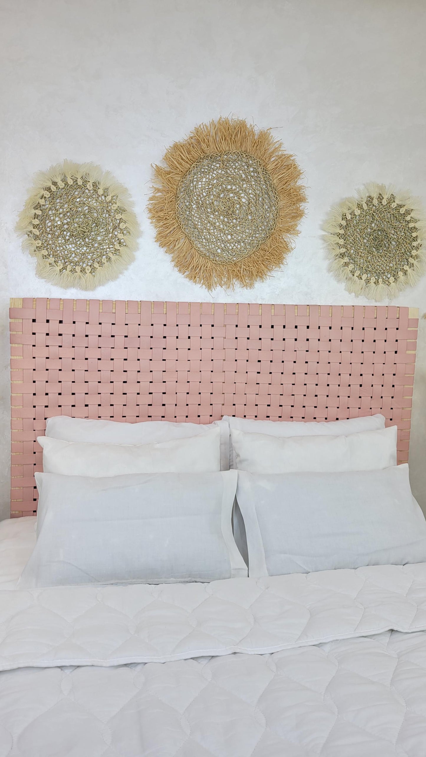 Woven Leather Headboard — back view of leather construction