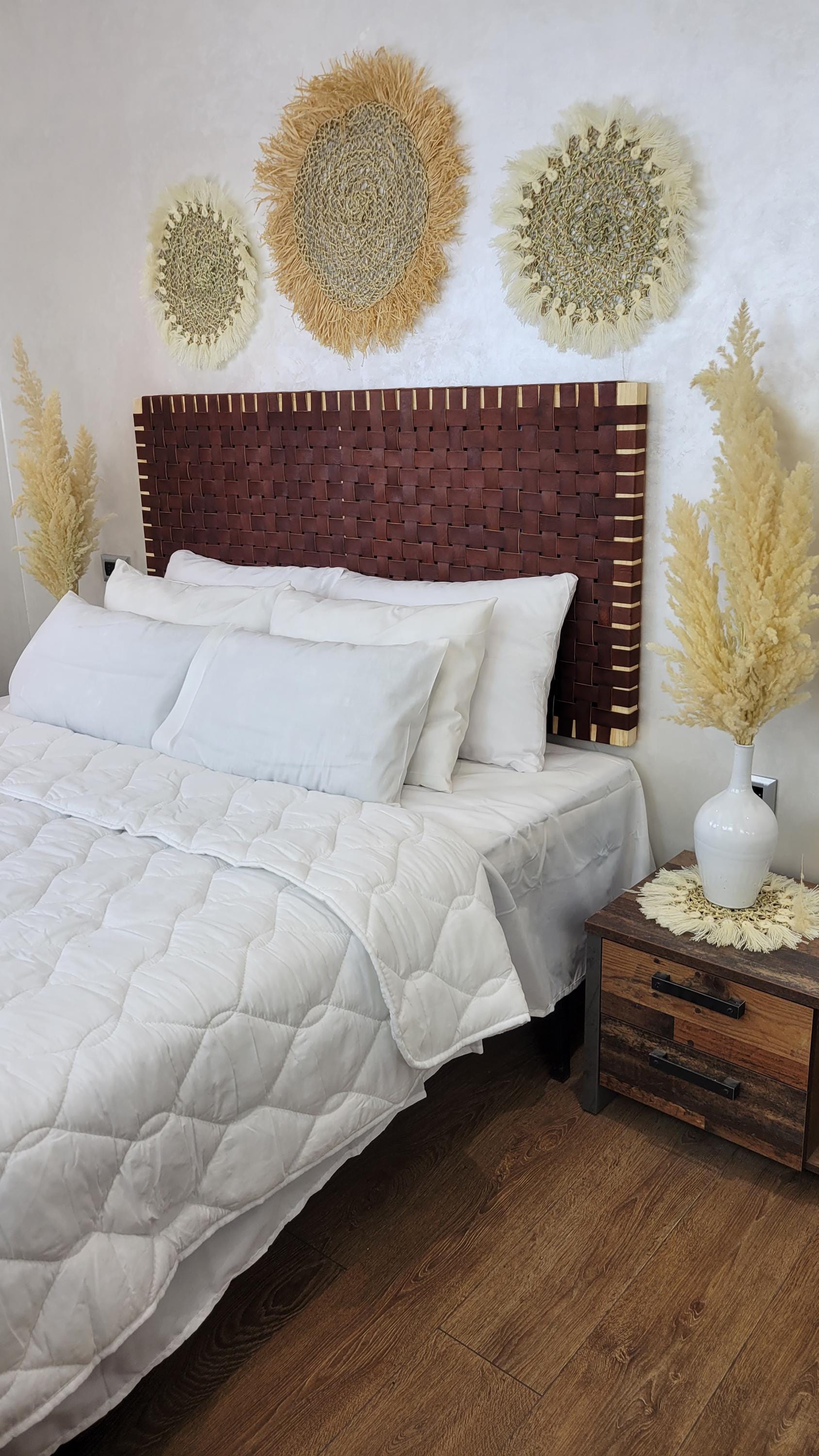 Woven Leather Headboard — lifestyle scene in a US home