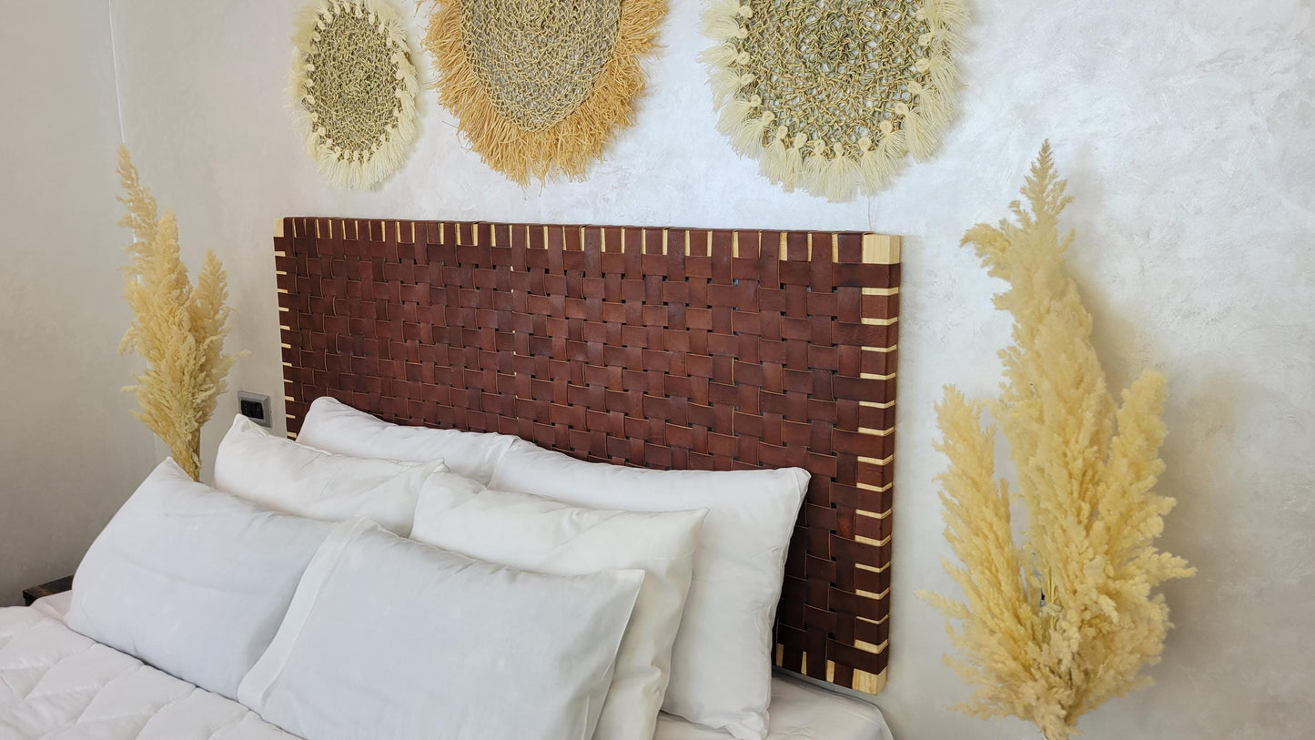 Minimalist Leather Headboard — Modern Bedroom Wall Decor