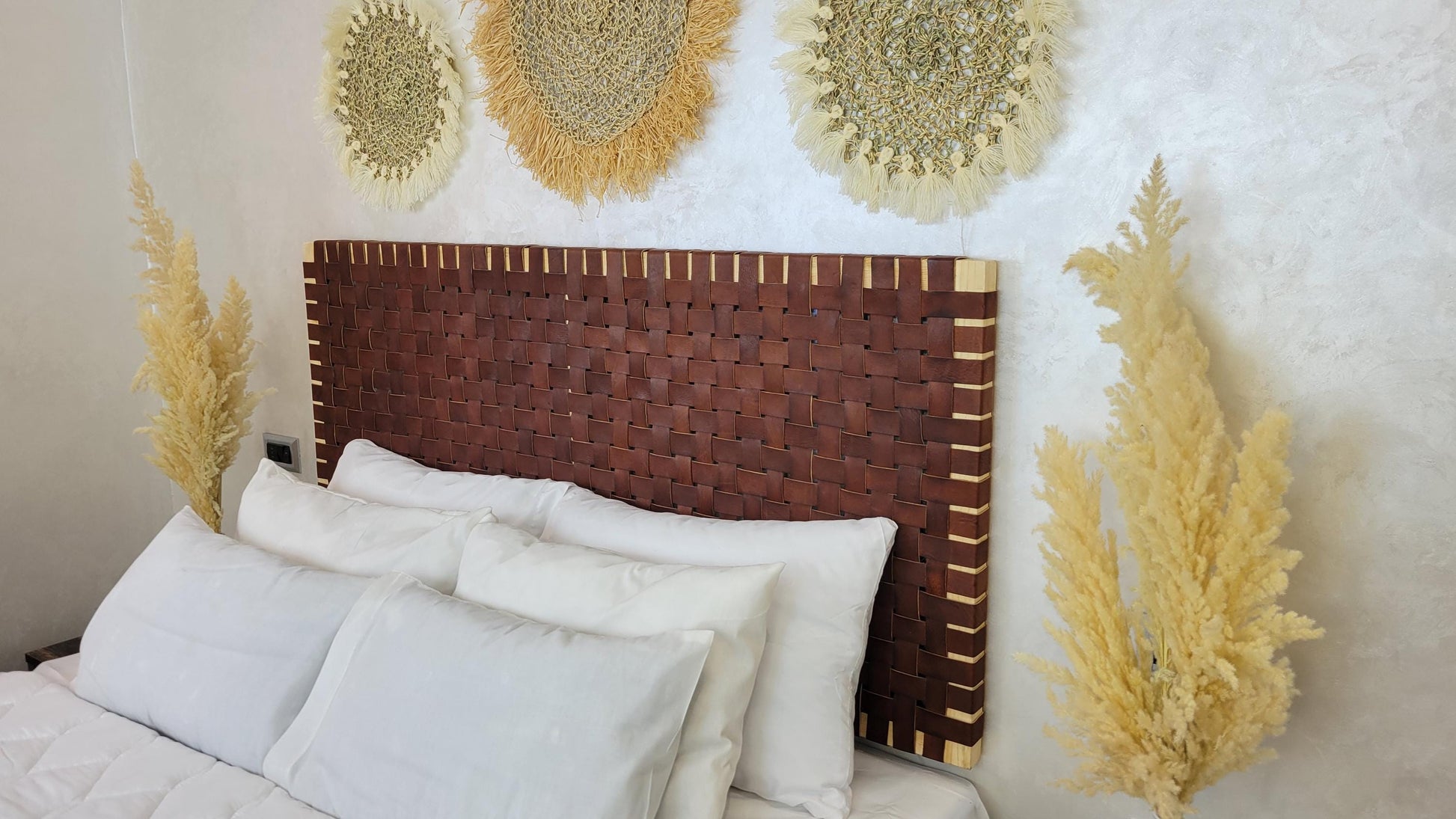 Minimalist Leather Headboard — Modern Bedroom Wall Decor