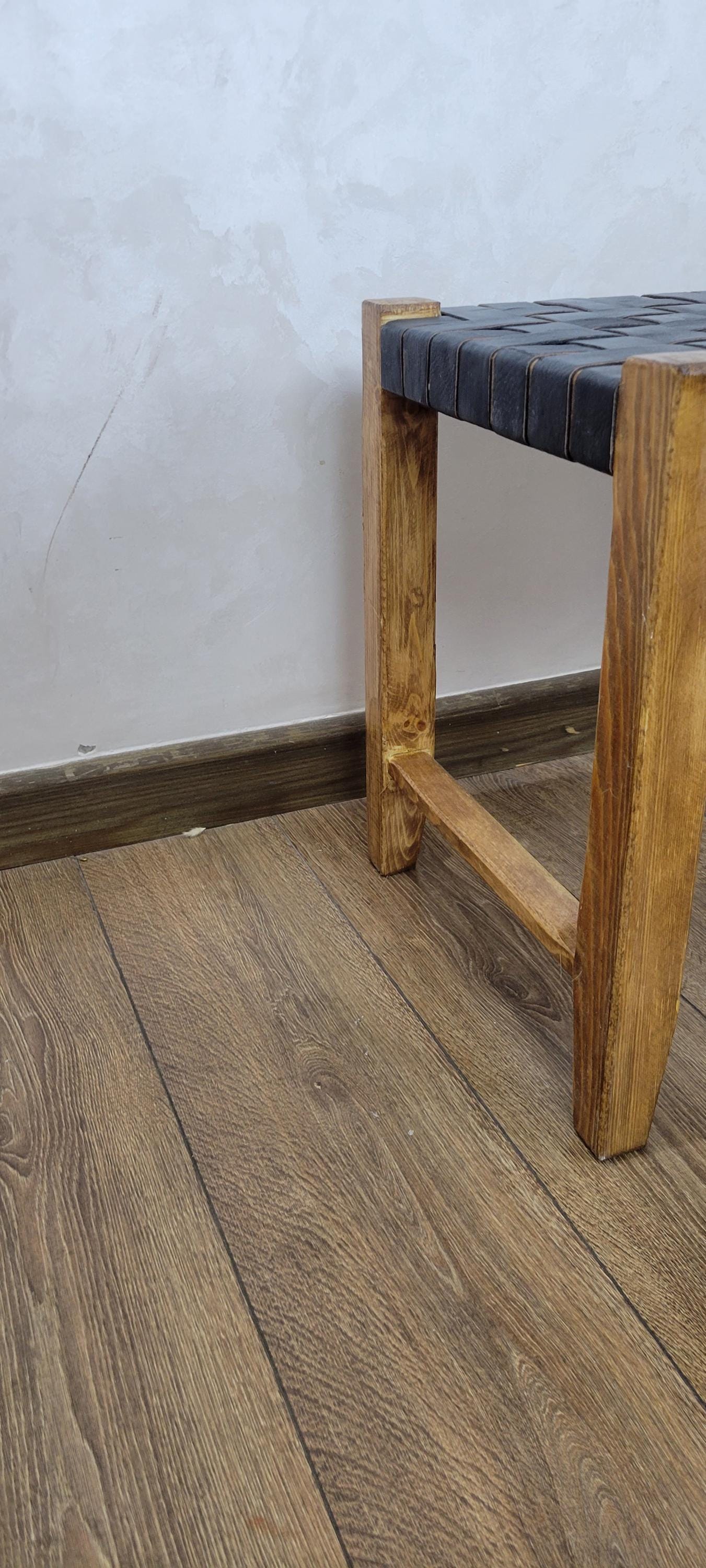 Woven Leather Bench — lifestyle scene in a US home