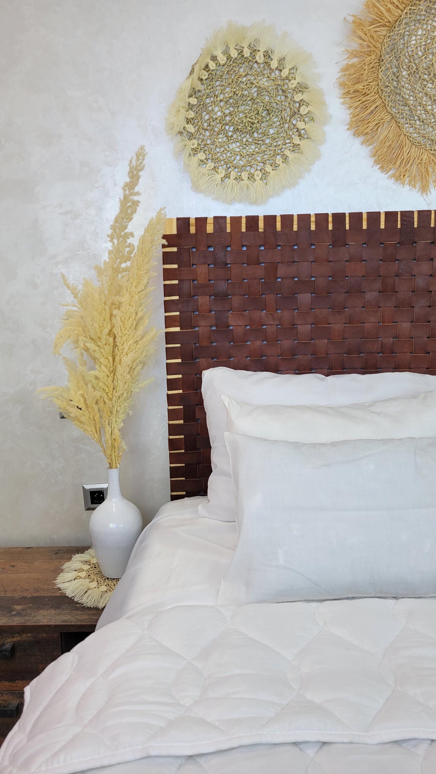 Woven Leather Headboard — lifestyle scene in a US home