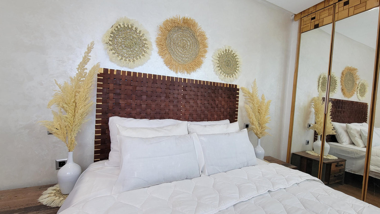 Woven Leather Headboard — close-up of leather texture