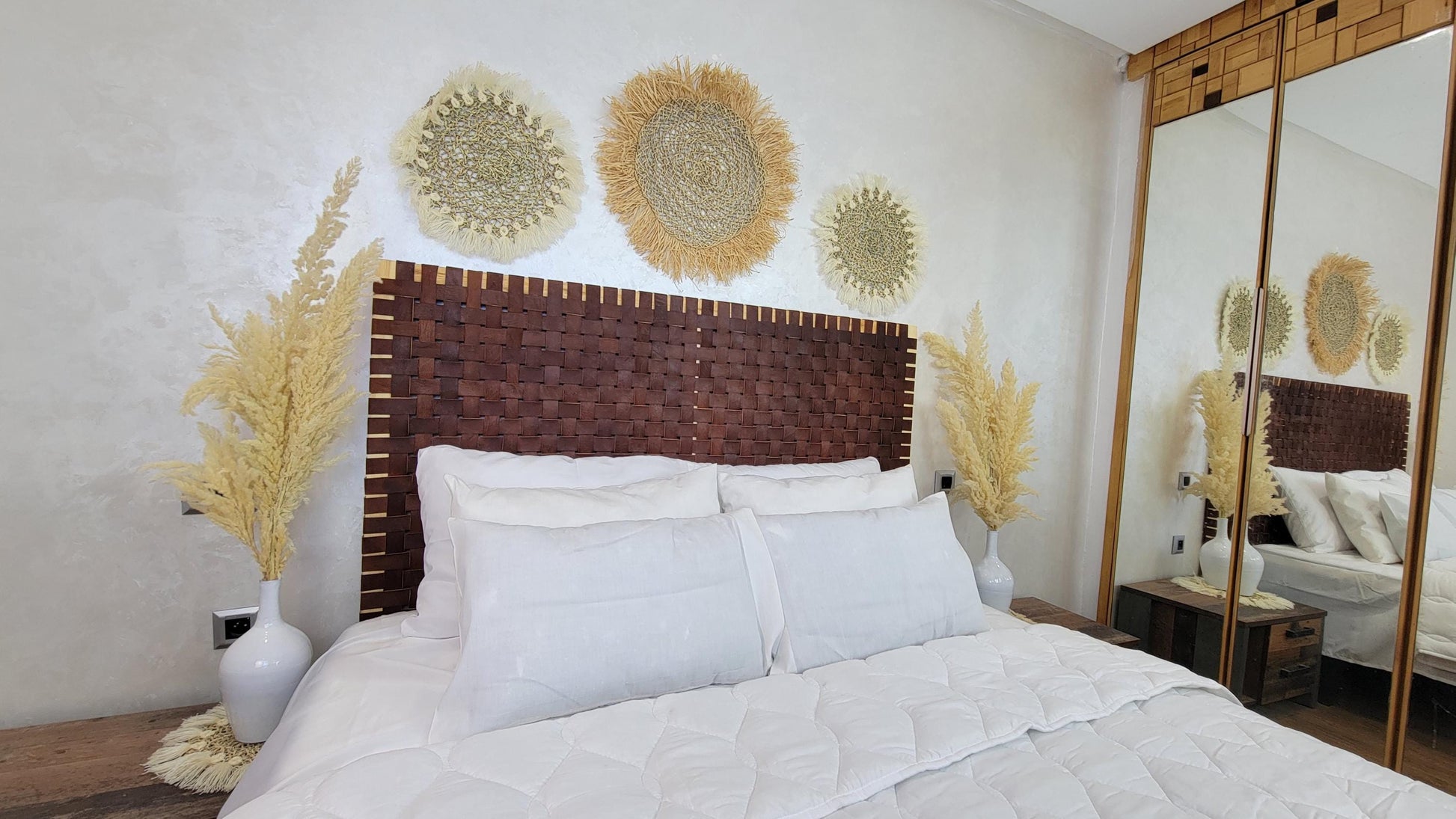 Woven Leather Headboard — close-up of leather texture
