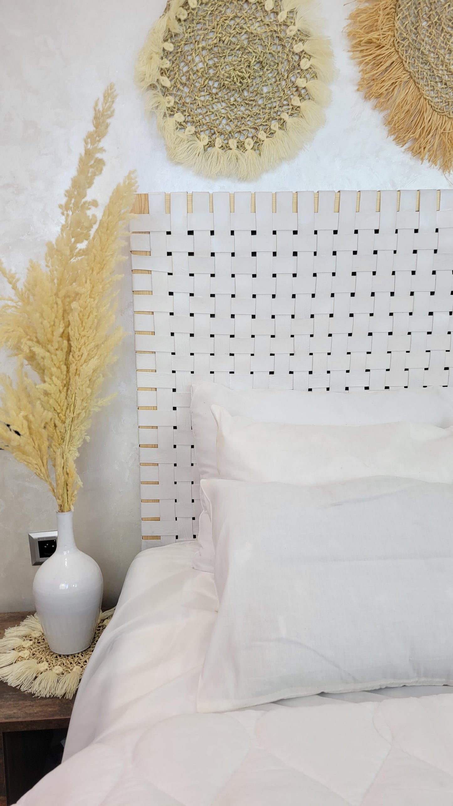 Woven Leather Headboard — Rustic Modern Bedroom Decor