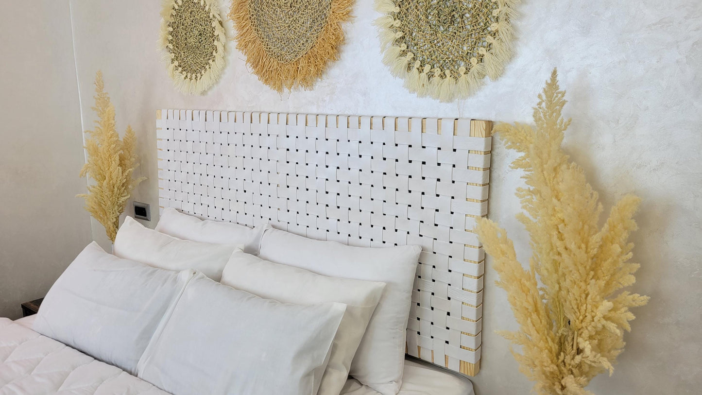 Woven Leather Headboard — top view showing weave pattern