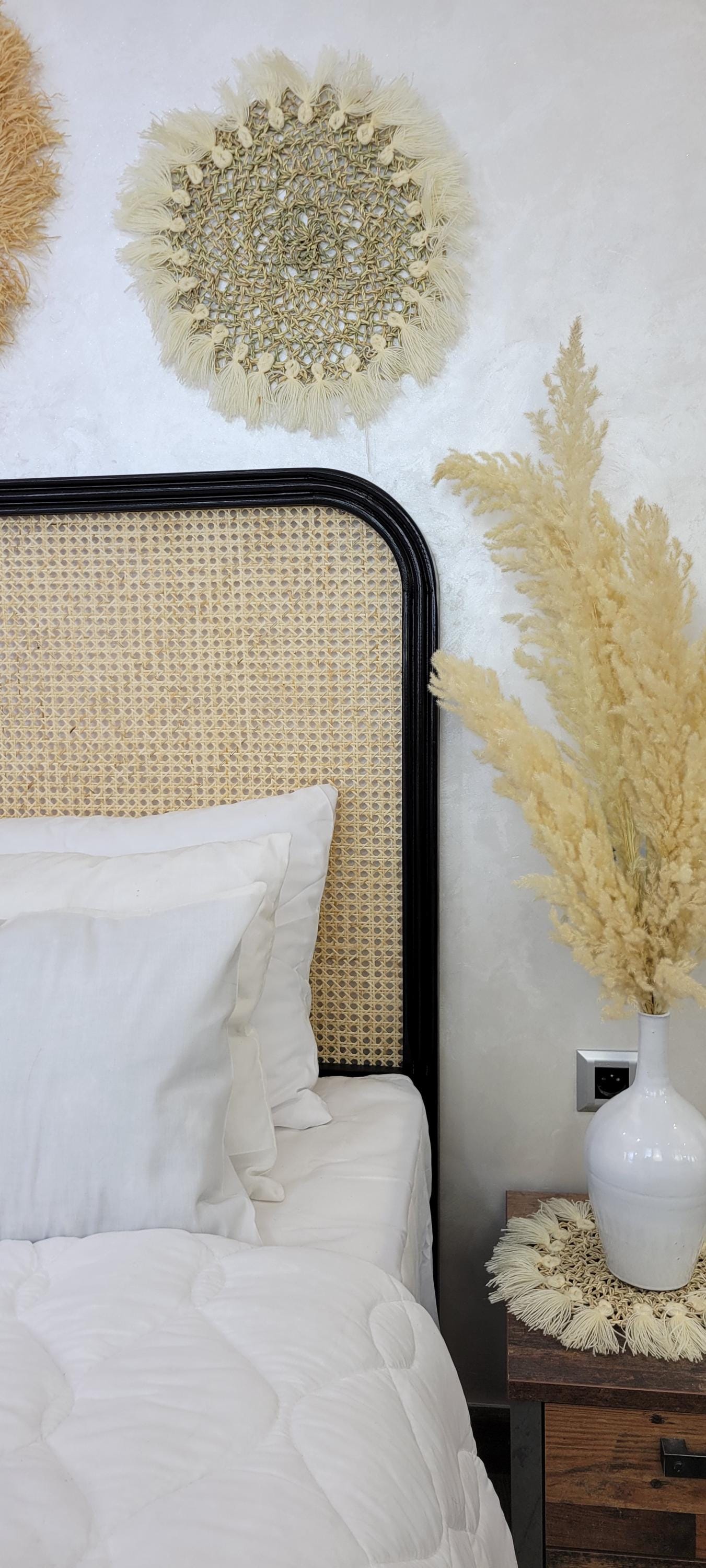 Rattan Headboard — accent piece in bohemian interior