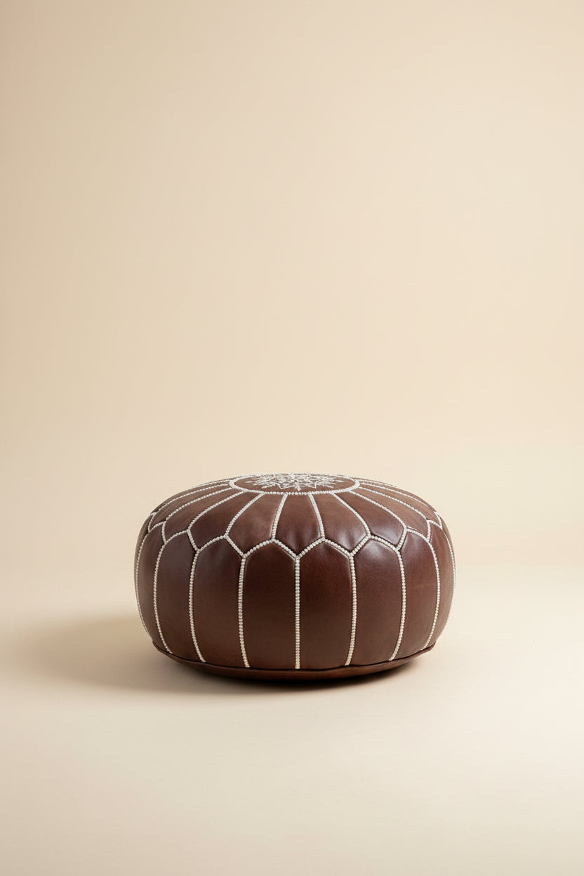 Handmade Moroccan Floor Pouf — Natural Boho Cushion