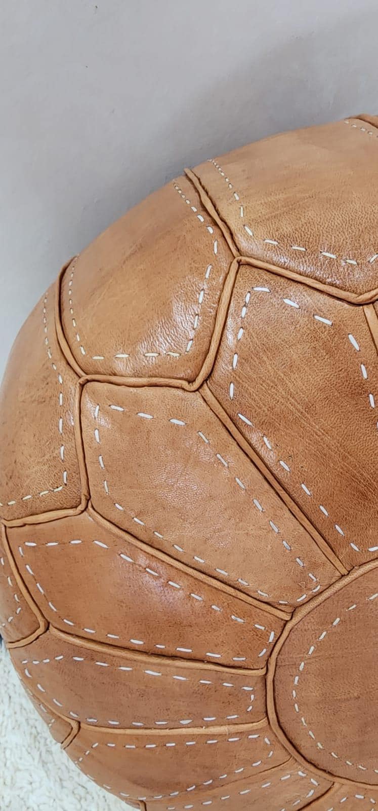 Moroccan Leather Pouf — lifestyle scene in a US home