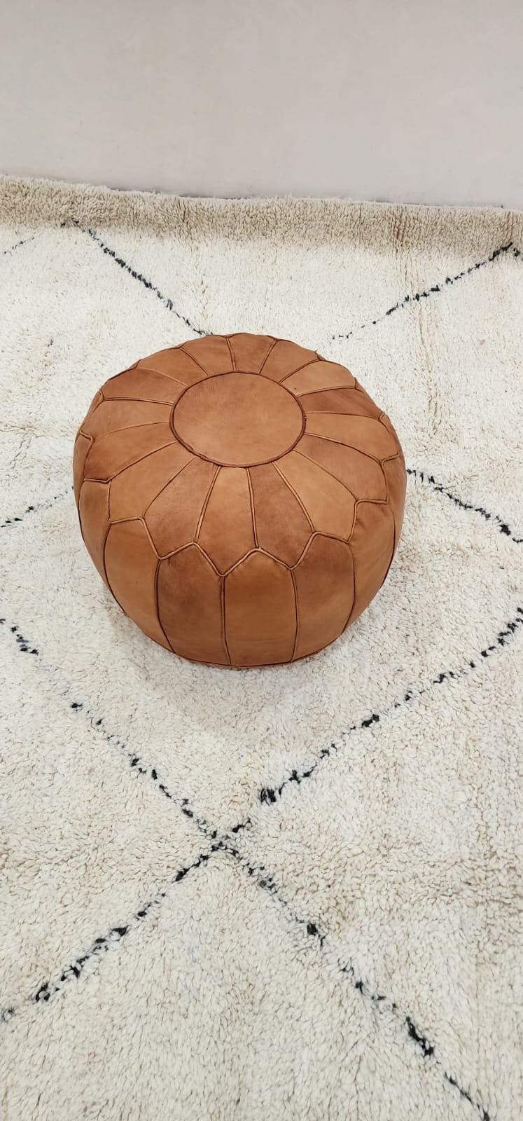 Moroccan Floor Pouf — top view showing weave pattern
