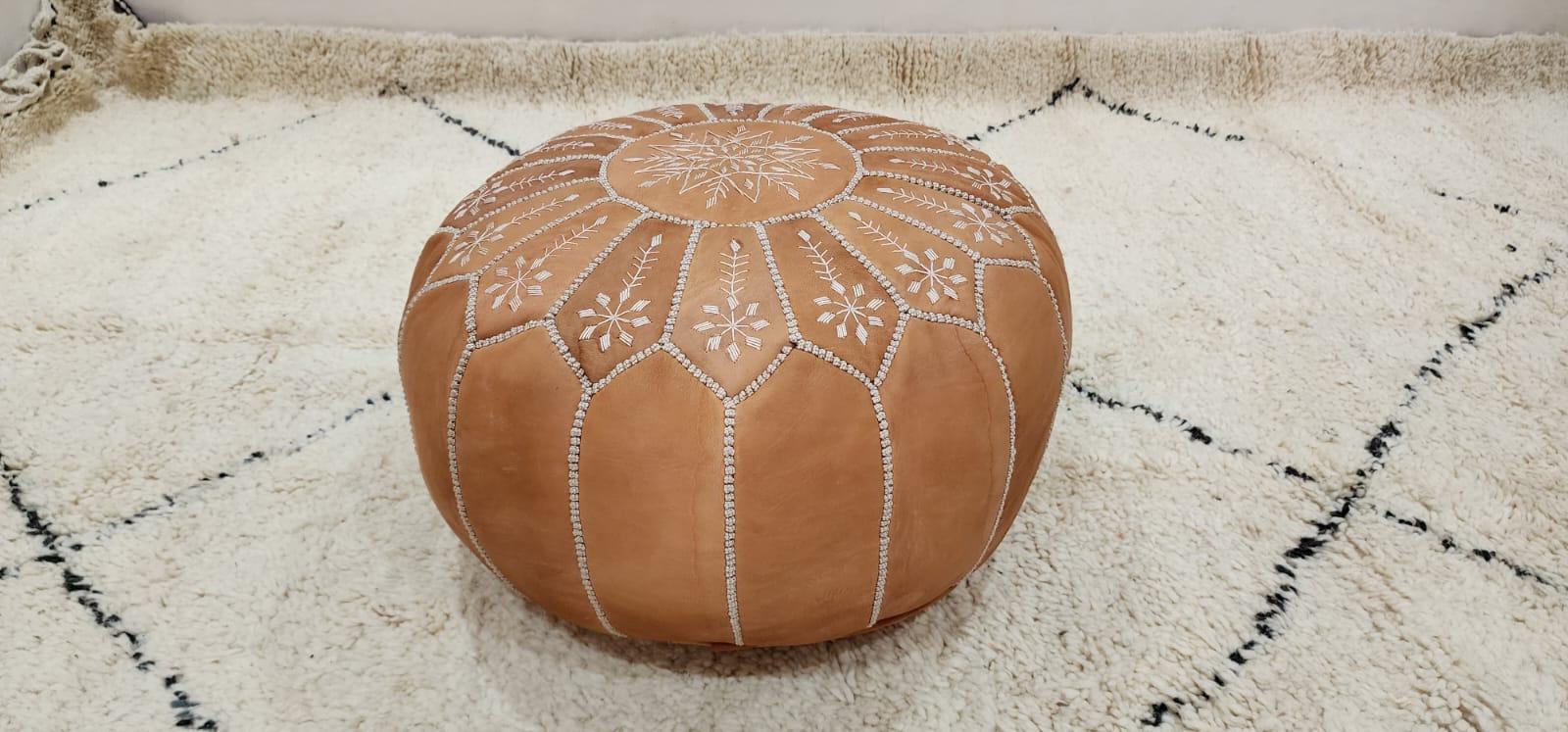 Moroccan Floor Pouf — styled in a modern boho living room