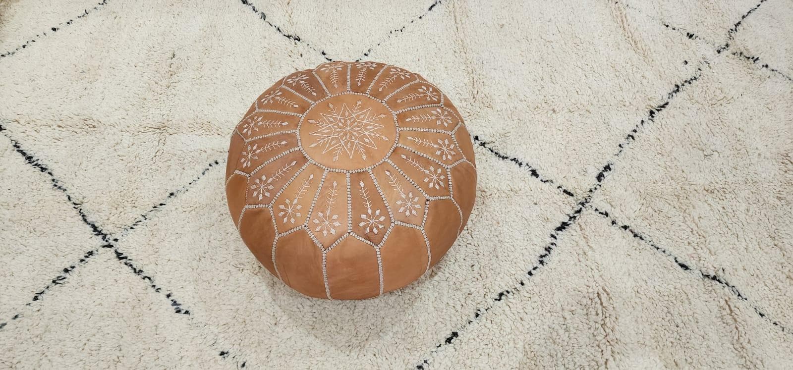 Moroccan Floor Pouf — close-up of handmade texture