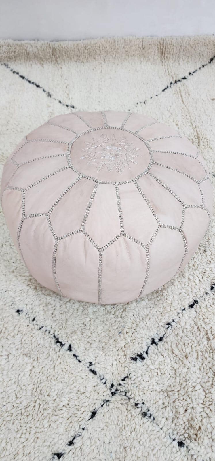 Knit Pouf Ottoman — styled in a modern boho living room