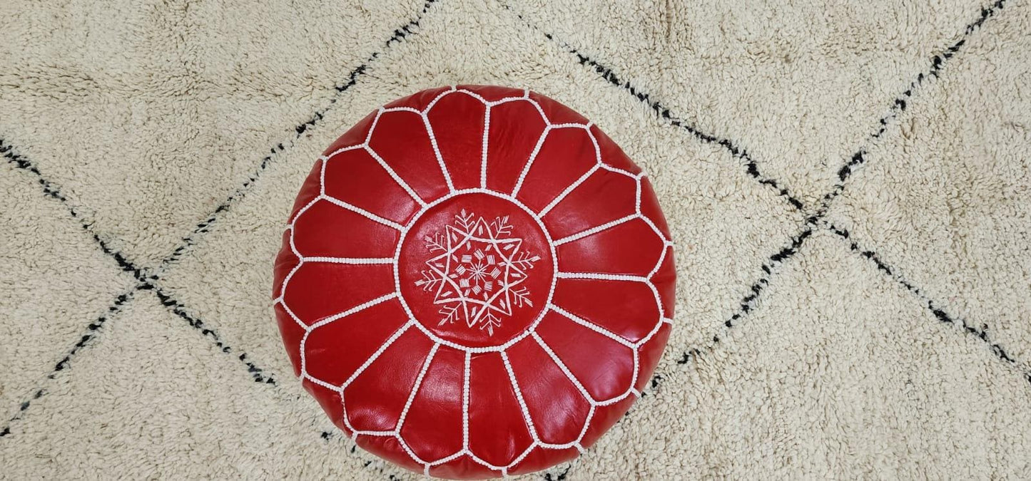 Moroccan Leather Pouf — close-up of leather texture
