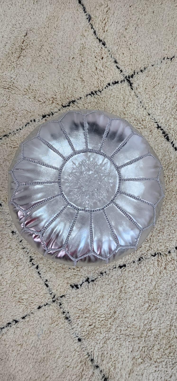 Knit Pouf Ottoman — alternate angle showing scale