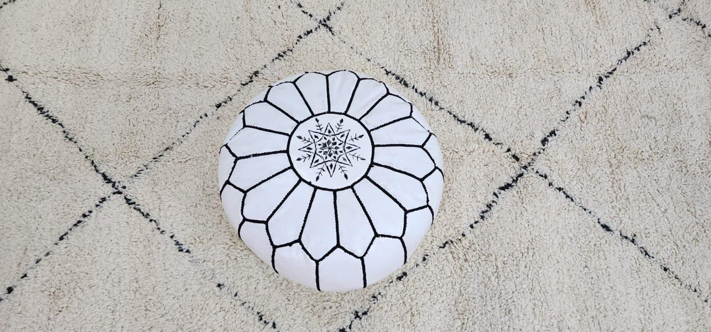 Moroccan Floor Pouf — side view of artisan stitching