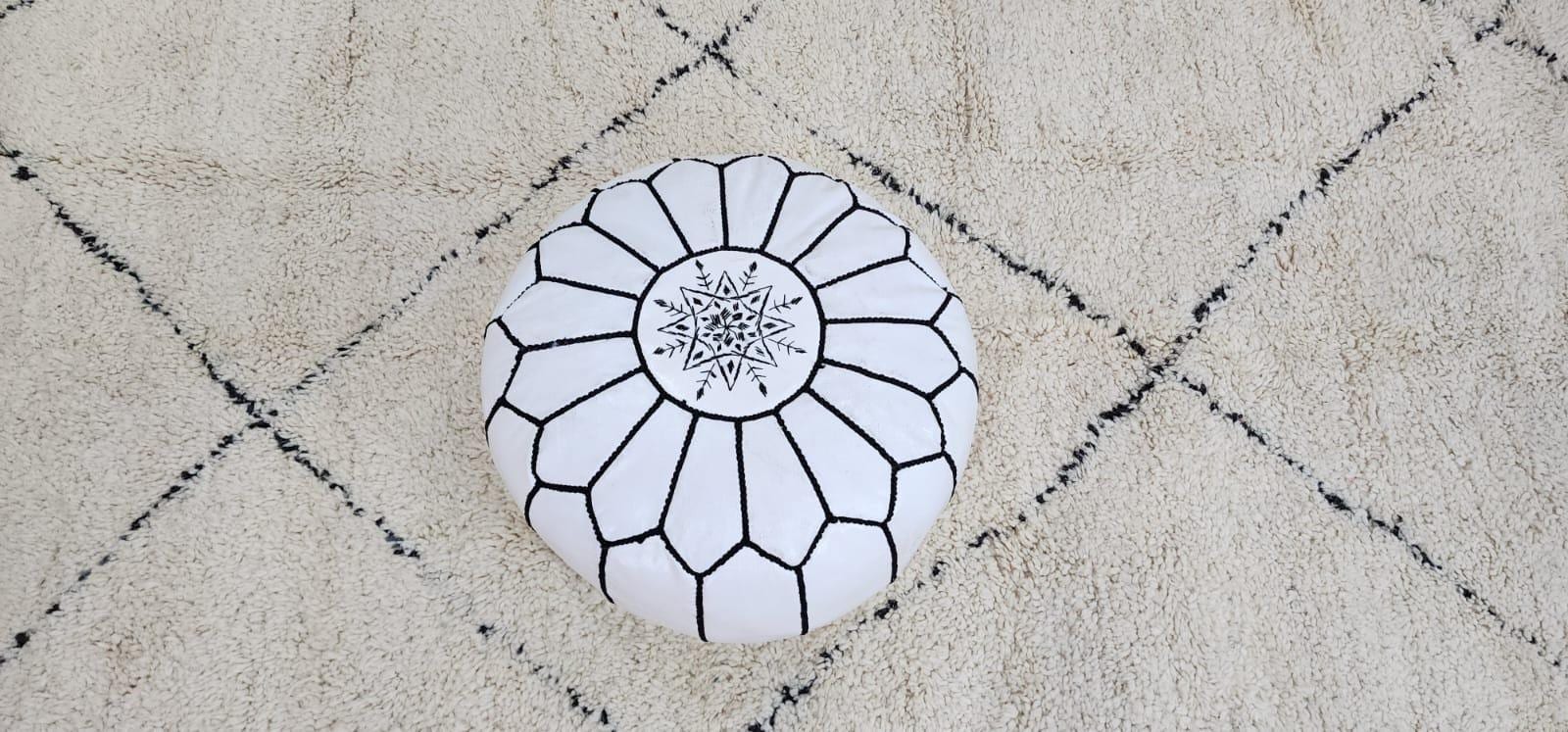 Moroccan Floor Pouf — side view of artisan stitching