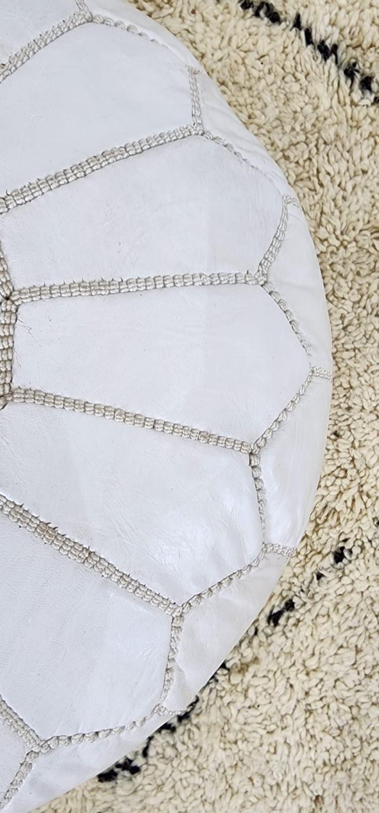 Moroccan Leather Pouf — detail of woven craftsmanship