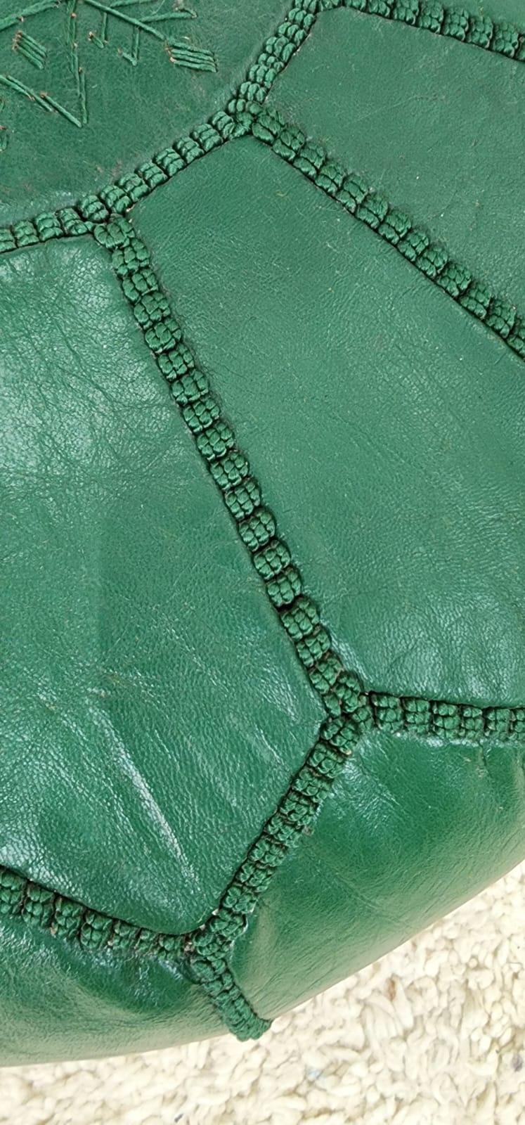 Moroccan Leather Pouf — color variation in natural light