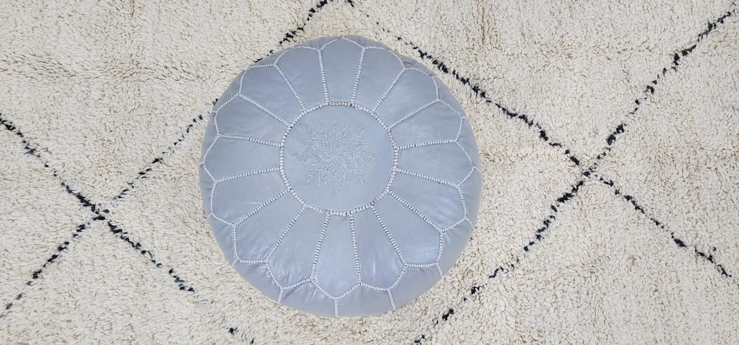 Moroccan Leather Pouf — close-up of leather texture
