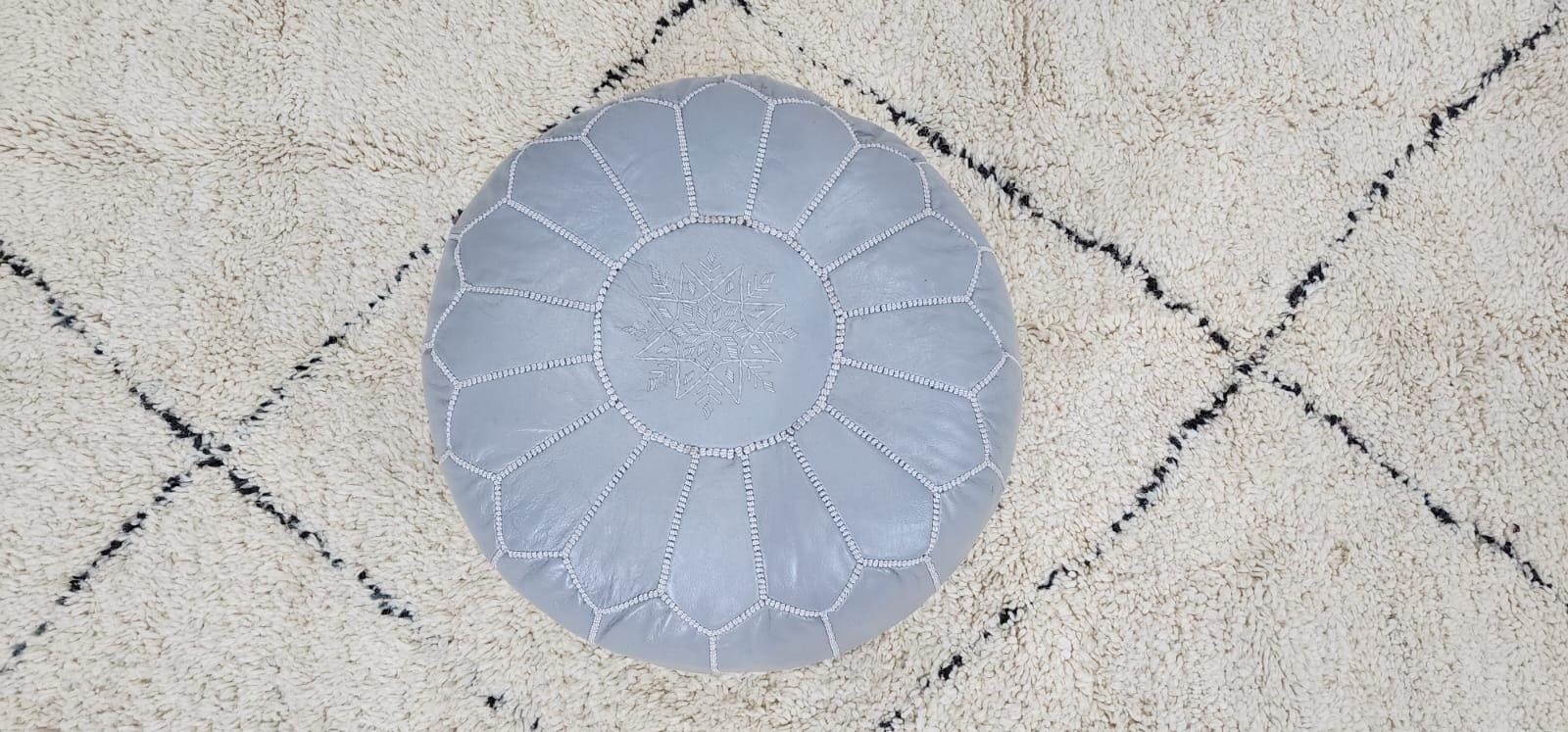 Moroccan Leather Pouf — close-up of leather texture