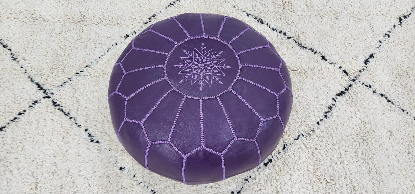 Moroccan Leather Pouf — close-up of leather texture