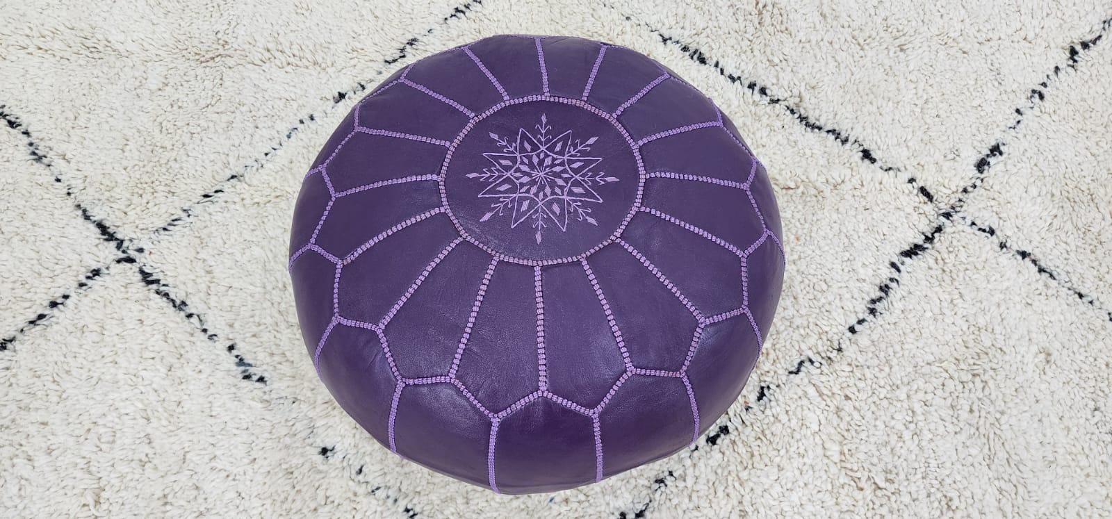 Moroccan Leather Pouf — close-up of leather texture