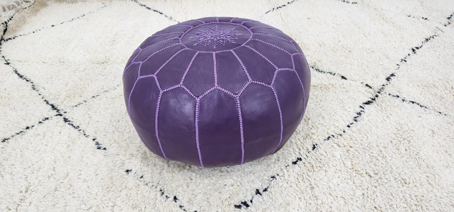 Moroccan Leather Pouf — color variation in natural light