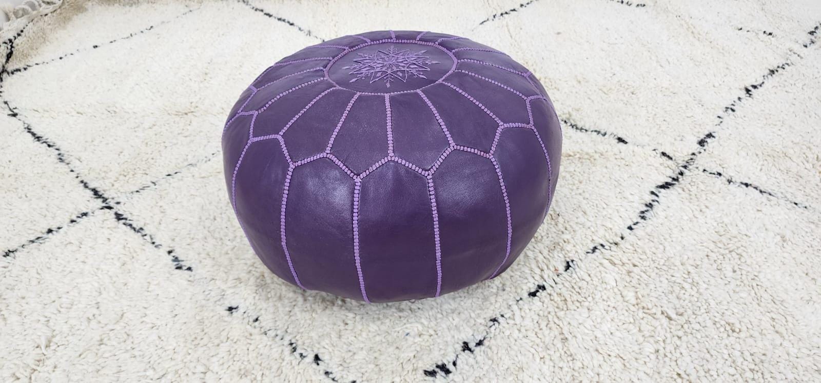 Moroccan Leather Pouf — color variation in natural light